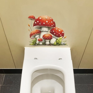 Creative red mushroom clusters waterproof wall stickers for bathroom toilet decor