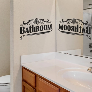 Sticker mural de salle de bain autocollant avec cadre floral vintage et texte