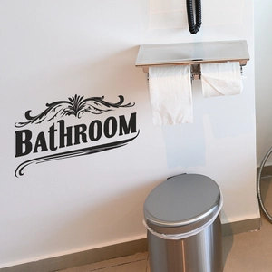 Sticker mural noir autocollant pour salle de bain avec cadre floral élégant décoratif