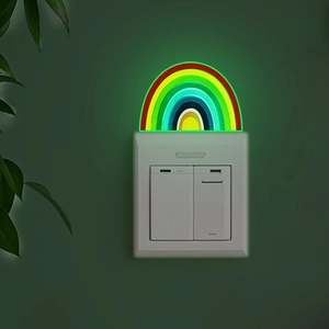 Luminous rainbow wall sticker for home light switches with green glowing effect