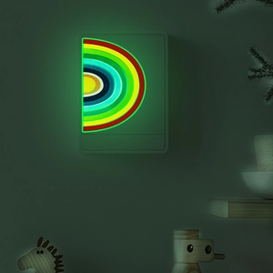 Luminous rainbow wall sticker for home decor with soft green glowing effect