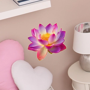 Detailed view of luminous lotus wall stickers with water drop texture for home decor