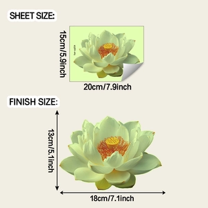Detailed sheet size and finish size specifications for luminous lotus flower wall stickers