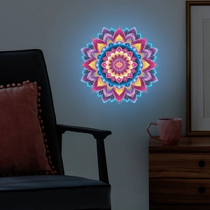 Creative mandala flower wall sticker with colorful geometric pattern for living room decor