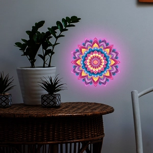 Creative mandala wall sticker with neon glow effect for living room and study room decor