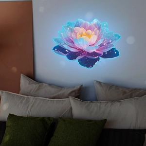 Luminous lotus flower wall sticker with neon edges for bedroom wall decor