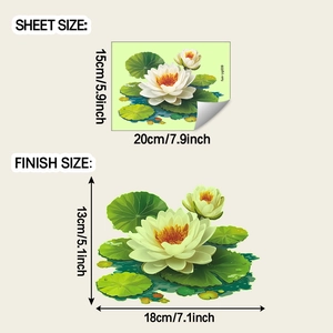 Luminous lotus flower wall sticker sheet size and finish dimensions for home decor