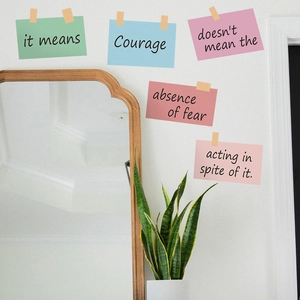 Inspirational English Quote Wall Stickers Courage Phrase Removable PVC Colorful Sticky Note Design Home Wall Decor Decal