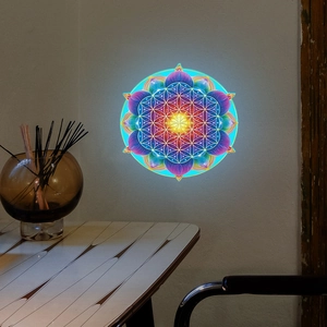 Luminous mandala wall sticker with sacred geometry flower of life for zen home decor