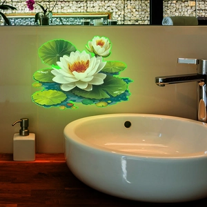 Glow in the dark lotus flower wall stickers for bathroom and home decoration
