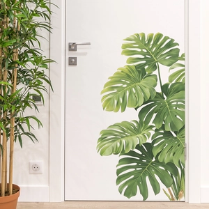 Realistic Monstera Deliciosa Leaf Wall Sticker Removable PVC Green Tropical Plant Decal For Living Room Bathroom Home Decor