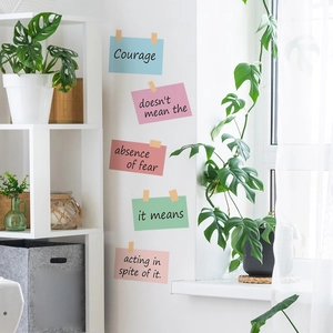 Minimalist inspirational quote wall stickers with soft colors for home office decor