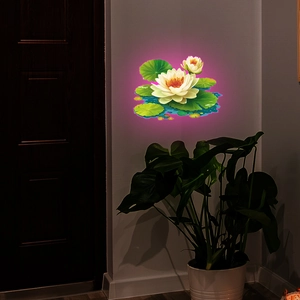Luminous lotus and lily pads wall stickers for home decor with glow in the dark effect