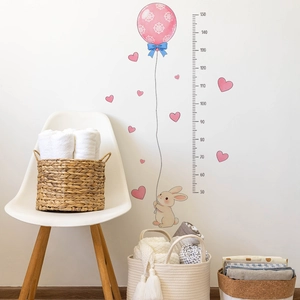 Cartoon bunny height chart wall sticker for kids room with 50-150cm scale measurement