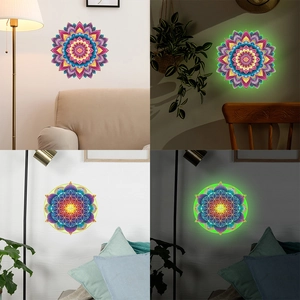 Luminous Mandala Wall Stickers PVC Glow In The Dark Geometric Flower Decals For Living Room Bedroom Decoration Self Adhesive Wall Art