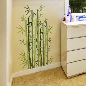 Fresh green bamboo wall decals for living room and hallway home wall decoration