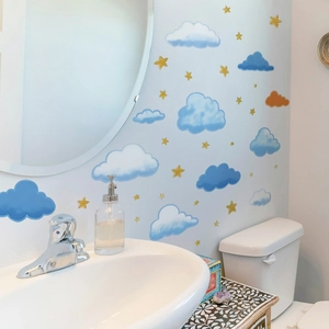 Cartoon star and cloud wall stickers for children's room home wall decoration