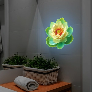 Glow-in-the-dark lotus flower wall stickers for bathroom decor and luminous home styling