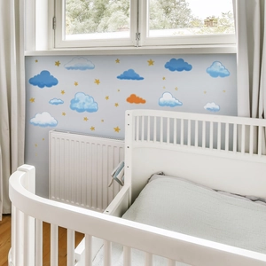 Cartoon star and cloud wall stickers for children's room decoration in dreamlike colors