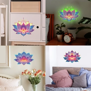 Luminous Lotus Mandala Wall Sticker Glow In The Dark Chinese Classical PVC Floral Home Decor Decal For Bedroom Living Room