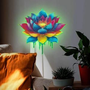 Adesivo murale loto luminoso colorato con stile artistico sfumato per decorazioni
