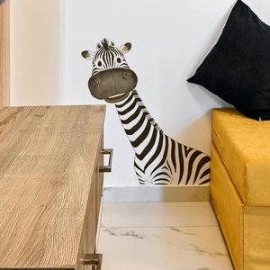 Kreativer 3D-Zebra-Wandaufkleber im handgezeichneten Stil für süße Heimdekoration