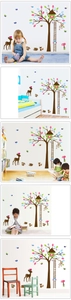Detail of cartoon forest wall decals with tree, animals and ladder for kids room decor