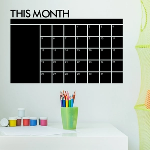 Minimalist black vinyl This Month calendar wall decal for office organization