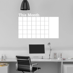 This Month white monthly calendar wall sticker with 35 square date grids and notes