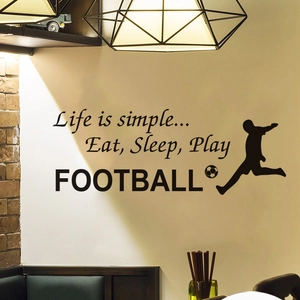 Détail de l'autocollant mural Manger Dormir Jouer au Football avec silhouette d'un athlète