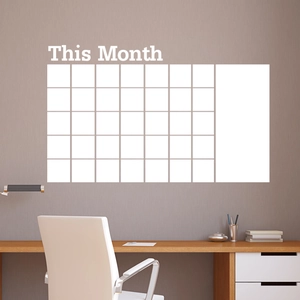 Minimalist white monthly calendar whiteboard wall sticker for office planning and organization