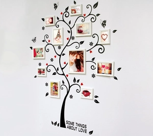 DIY Romantic Heart Tree Wall Sticker PVC Removable Family Photo Wall Decal Butterflies Quote For Living Room Home Decor