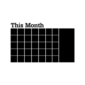 Detail of monthly planner wall sticker with 35 calendar grids and a black notes section