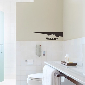 Funny black cartoon crocodile wall sticker with HELLO text for bathroom and toilet decor
