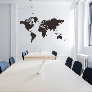 Modern minimalist black world map wall sticker for office and living room decoration