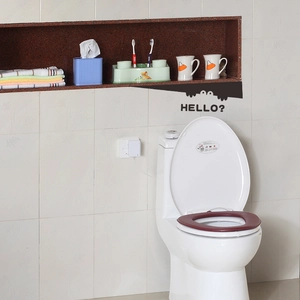 Black monster peeking wall sticker with HELLO text for bathroom toilet decoration