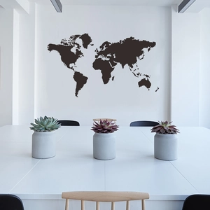Modern black world map silhouette wall sticker for home and office decoration