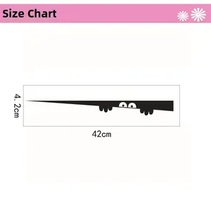 Size chart showing 42cm length for the funny peeking eyes vinyl toilet and wall sticker