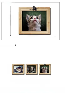 Detailed view of 3D cat wall stickers in faux frames measuring 90cm wide by 30cm high