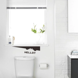 Creative Peeking Monster Toilet Sticker Funny Cartoon Eyes Hello Pattern PVC Waterproof Removable Bathroom Home Wall Decal