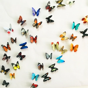 3D Stereoscopic Butterfly Wall Stickers Waterproof PVC Colorful Decorative Butterflies Decals For Living Room Bedroom Refrigerator Glass Home Decor