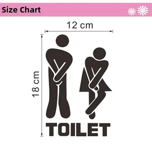 Size chart showing dimensions for the creative funny cartoon toilet door stickers