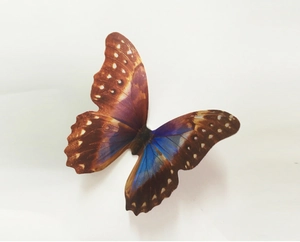 3D butterfly wall sticker with brown and blue gradient wings on white background