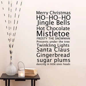 Autocollants Muraux Phrases Joyeux Noël Décalcomanies PVC Noir Pour Salon Chambre Décoration Maison Festive Minimaliste