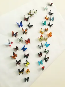 Macro shot of 3D waterproof butterfly wall stickers with foldable colorful wings