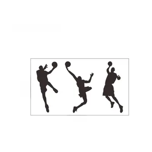 Detail view of basketball player silhouettes wall sticker showing 80x135cm dimensions