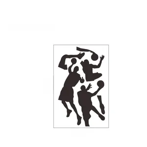 Detailed wall sticker layout of basketball players silhouettes measuring 57cm by 97cm