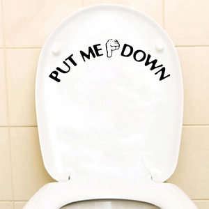 Adesivo minimalista PUT ME DOWN per sedile del water in PVC nero impermeabile
