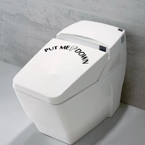 Adesivo minimalista Put Me Down per sedile WC con icona di dito puntato verso il basso