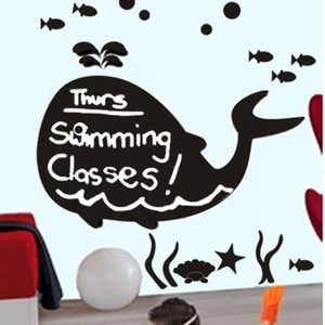 Adhesive ocean whale chalkboard wall sticker for kids' room with sea animal decals